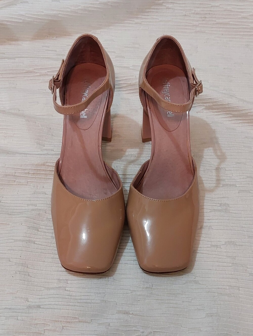 Jeffrey Campbell Nude & Blush Patent Mary Jane Block Heels Size 8 - Picture 5 of 9